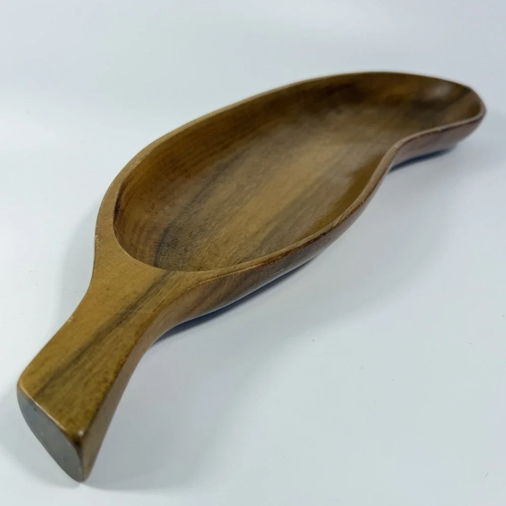 Vintage‎ MCM Serving Fruit Tray Bowl Taverneau Wood Banana Philippines